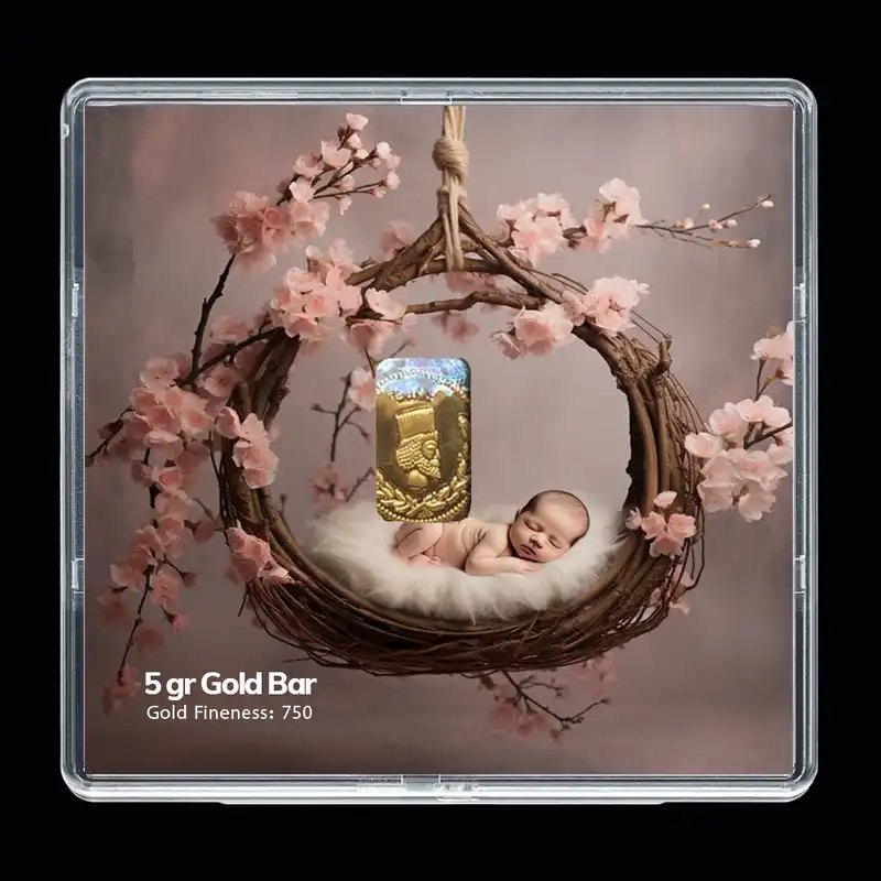 شمش طلا 18 عیار مدوپد مدل نوزاد کد SG-10239