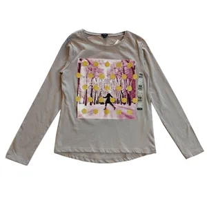 تی شرت آستین بلند دخترانه کیابی مدل لوپیل رنگ طوسی