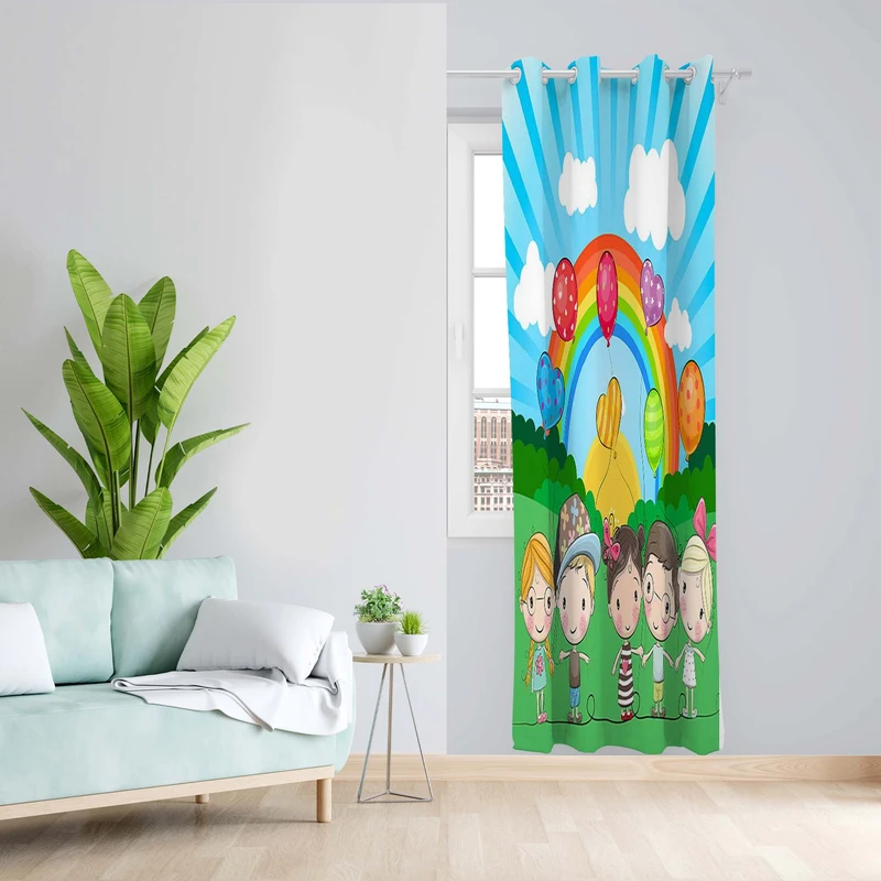 پرده طرح کودک مدل مخمل پانچی کد 5518 z سایز 140x200 سانتی متر