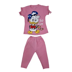 ست تی شرت آستین کوتاه و شلوارک دخترانه مدل Z105