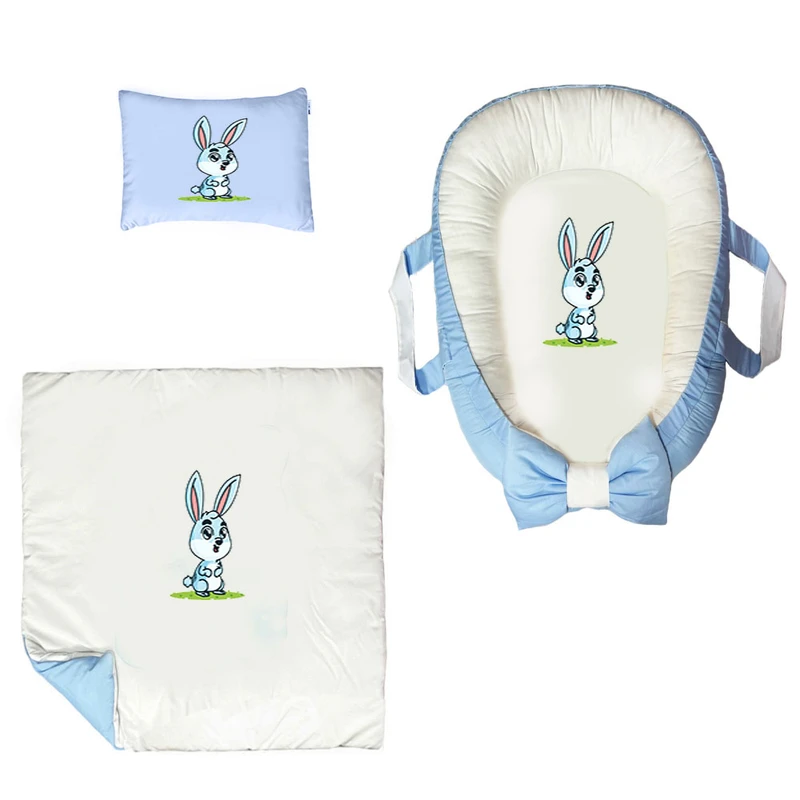 سرویس خواب سه تکه نوزاد ناریکو مدل گارد محافظ دار طرح خرگوش کد 0117