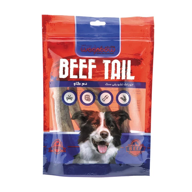 تشویقی سگ وگن بو مدل دم گاو طعم گوشت گاو وزن 100 گرم