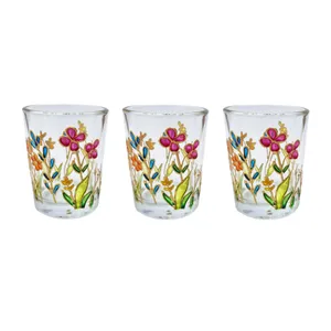 جاشمعی شیشه ای مدل باغچه بسته 3 عددی