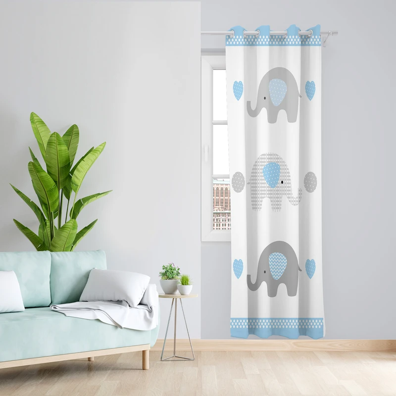 پرده طرح کودک فیل مدل مخمل پانچی کد L 1006 L Z سایز 140x200 سانتی متر
