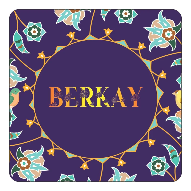 مگنت کاکتی طرح اسم برکای berkay مدل گل و بلبل کد mg12436