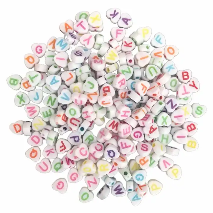 مهره دستبند مدل حروف انگلیسی طرح قلب کد 534 بسته 220 عددی