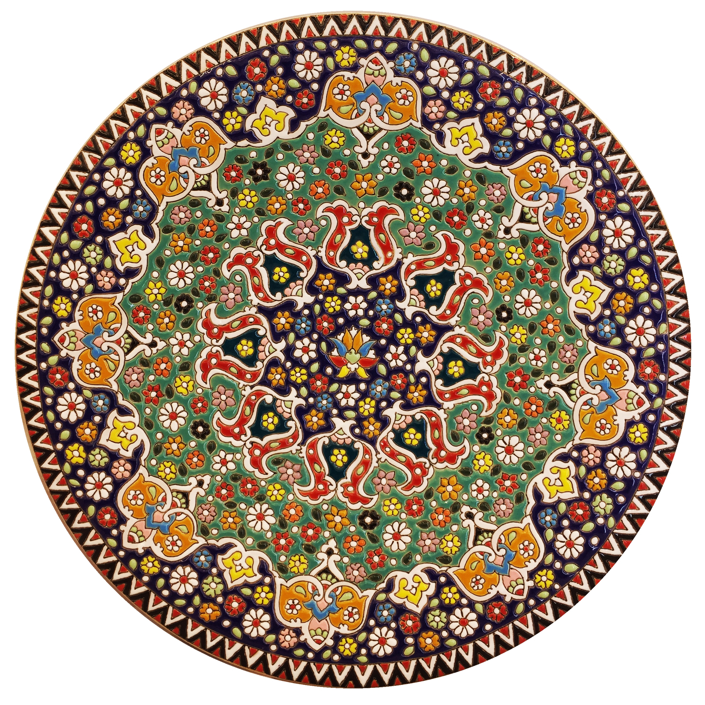 بشقاب میناکاری سفالی زمانیان کد ZMN30027