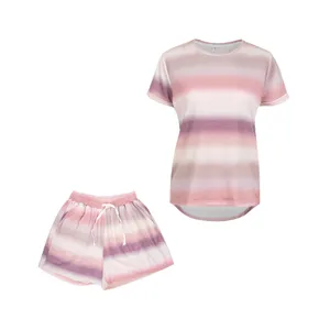 ست تی شرت و شلوارک زنانه جوتی جینز کد 90902 رنگ صورتی بنفش