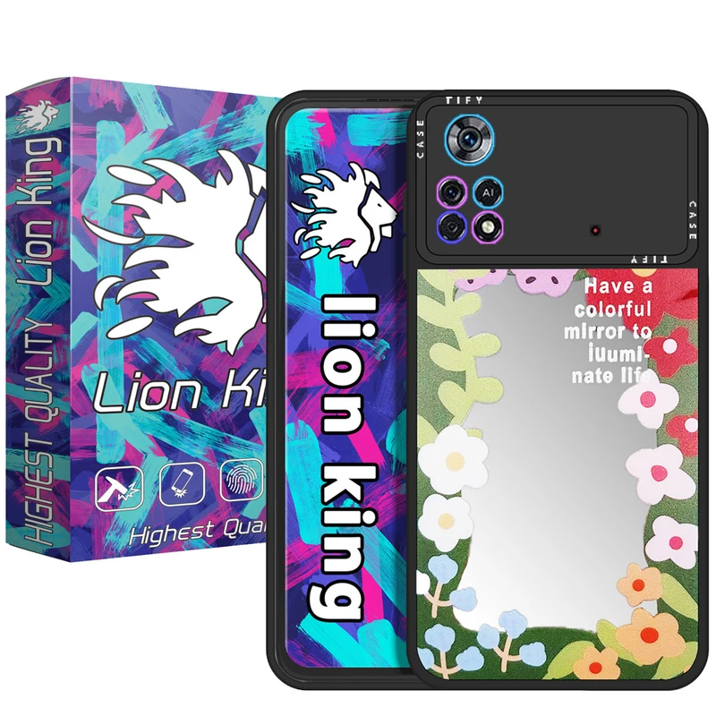    کاور لاین کینگ مدل آینه ایی بلک مناسب برای گوشی موبایل شیائومی Poco M4 Pro 4G