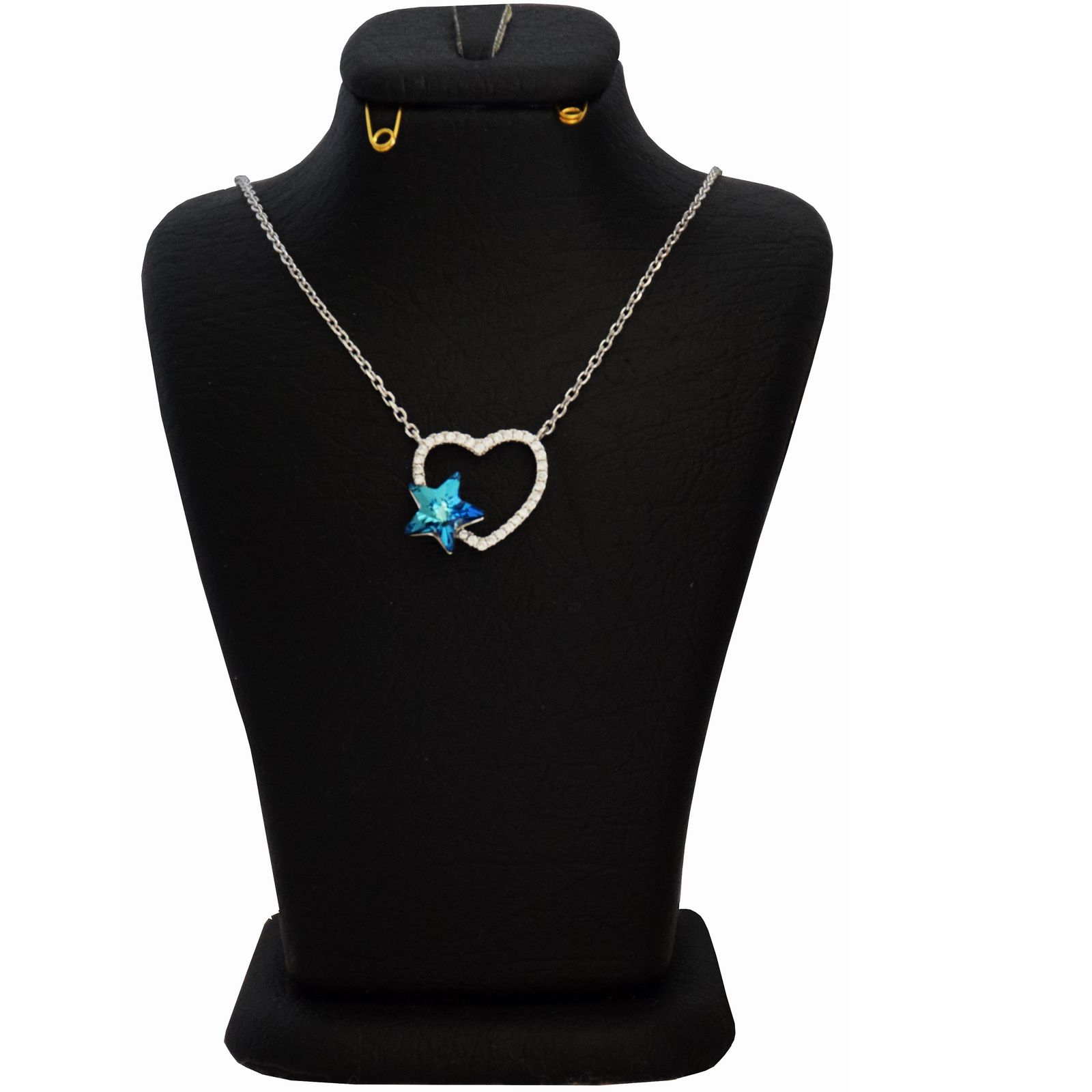 گردنبند نقره زنانه سواروسکی طرح ستاره و قلب کد NB 023 -  - 3
