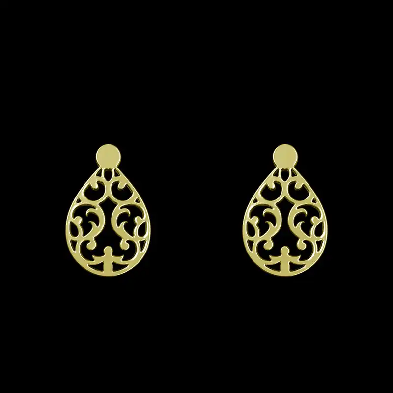 گوشواره طلا 18 عیار زنانه مدوپد مدل اسلیمی کد GA1-15279