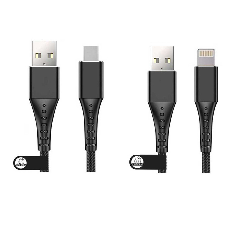 کابل تبدیل USB به USB-C کینگ کونگ مدل Creative-BLU22 طول 1 متر به همراه کابل تبدیل USB به لایتنینگ
