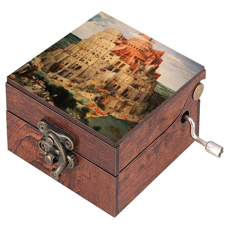 جعبه موزیکال مدل هندلی طرح  نقاشی برج بابل پیتر بروگل کد 1034