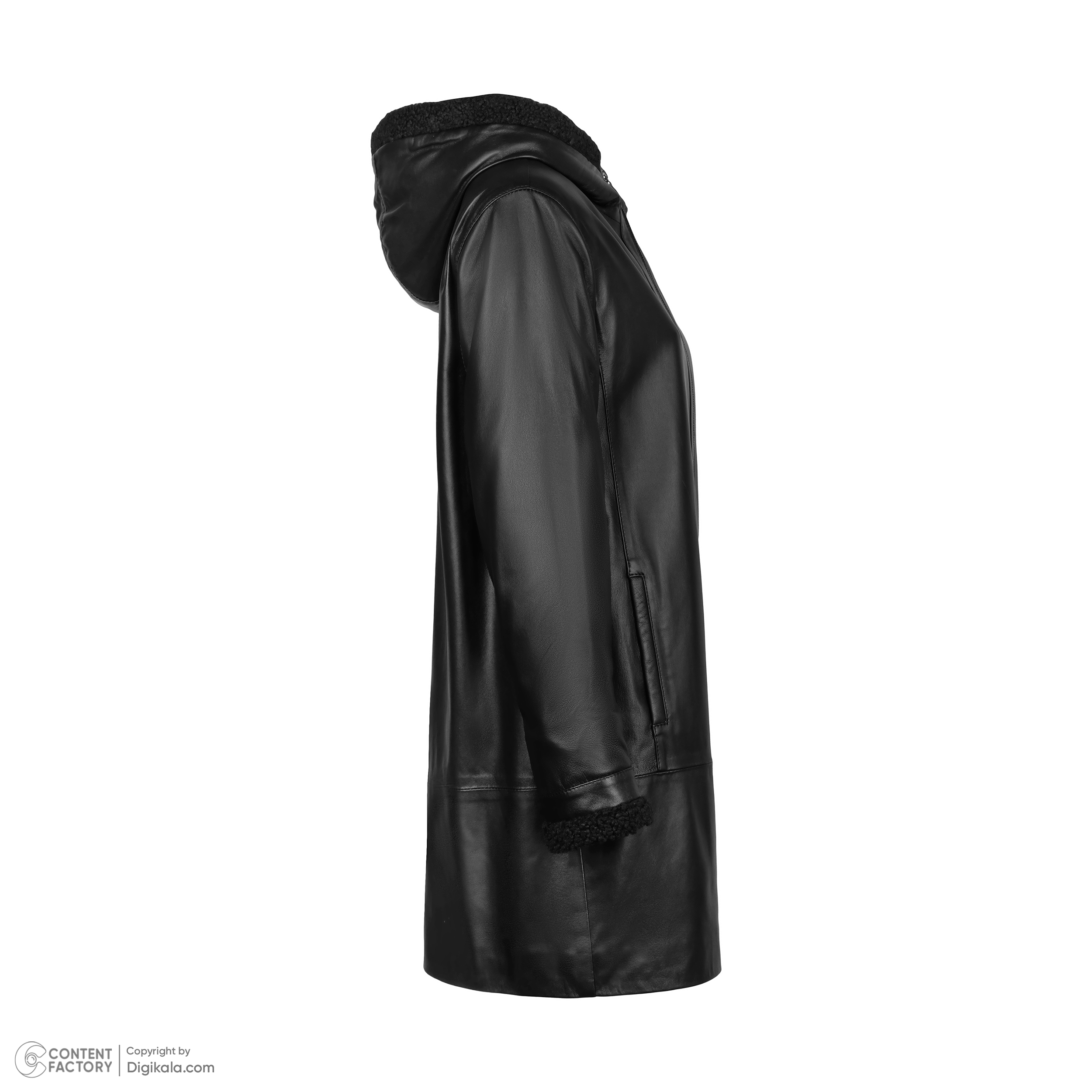 کت چرم زنانه چرم مشهد مدل b0481-001 رنگ مشکی