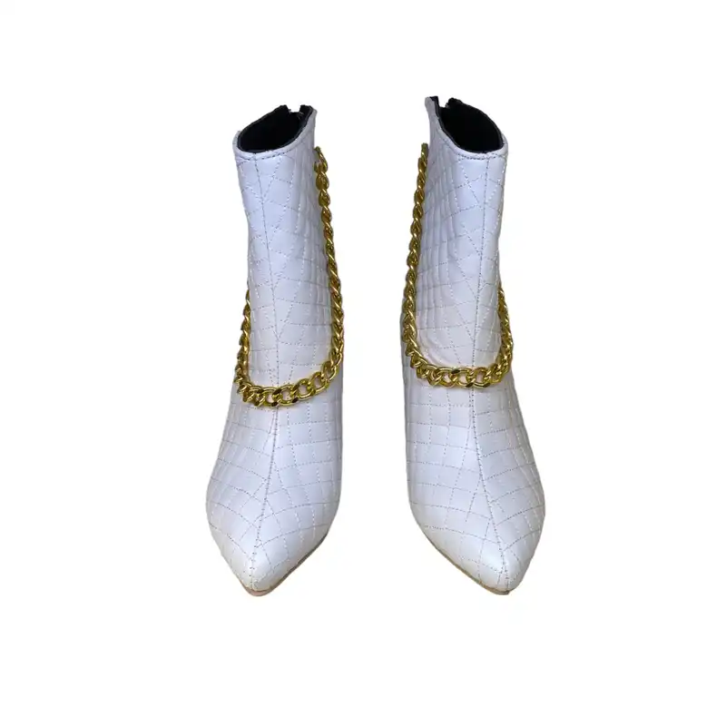نیم بوت زنانه مدل زنجیر040 رنگ سفید