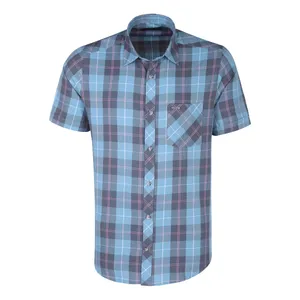 پیراهن آستین کوتاه یقه برگردان مردانه پاتن جامه مدل 121721030246332 طرح چهارخانه