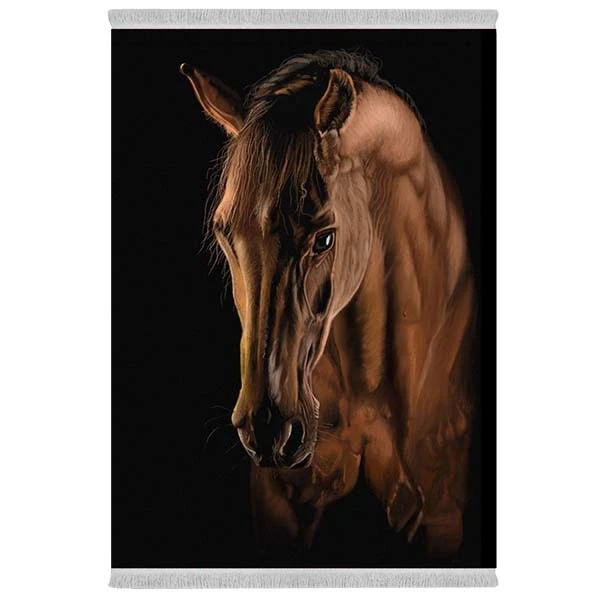 فرش پارچه‌ای دفه مدل فرشینه شانل مخمل طرح فانتزی کد 7029