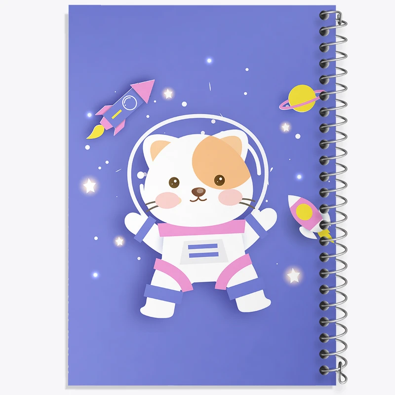 دفتر مشق 100 برگ خندالو طرح گربه فضانورد کد N863