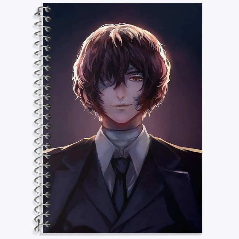 دفتر زبان 50 برگ خندالو مدل سه خط طرح دازای انیمه سگ های ولگرد بانگو کد F2505