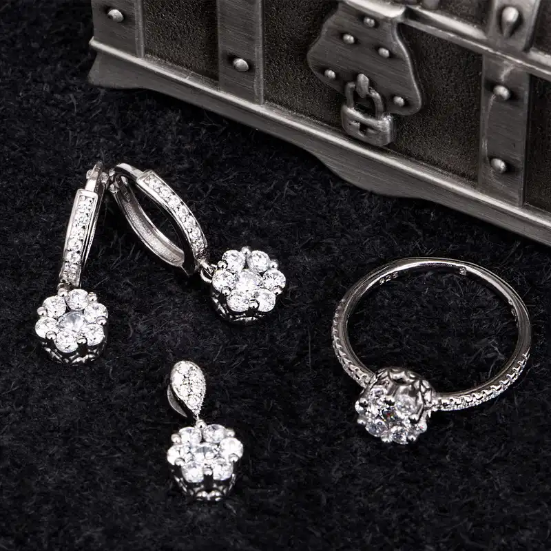 نیم ست نقره زنانه جی تی ای مدل فلاور