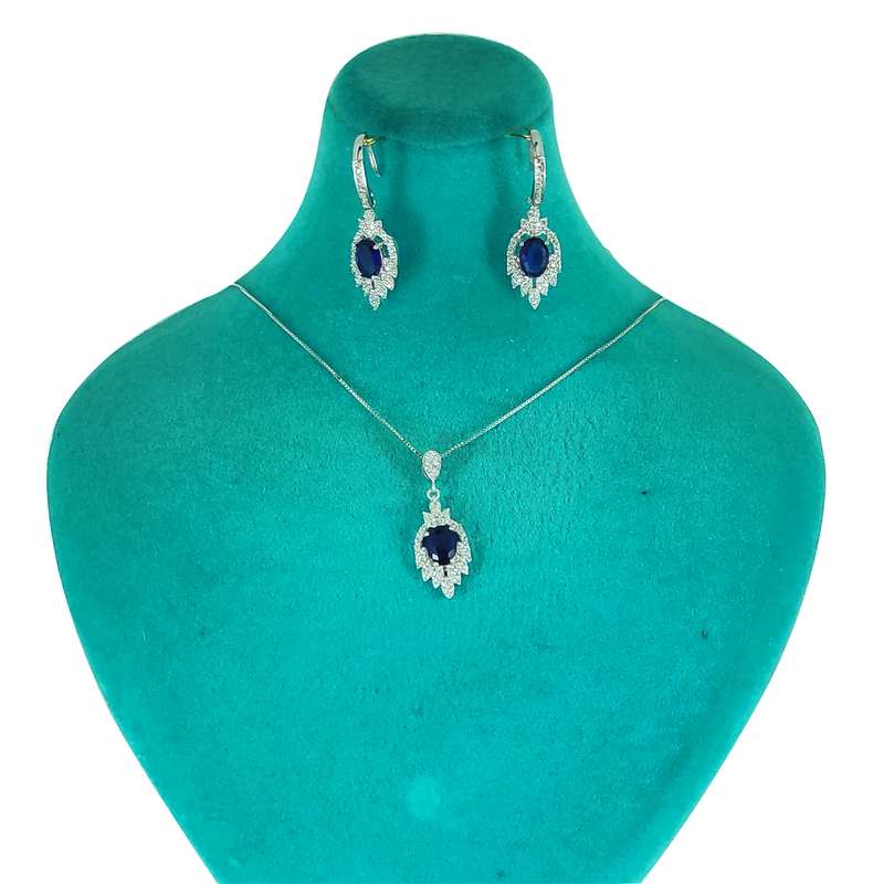 نیم ست نقره زنانه سلین کالا مدل یاقوت کبود کد Mps-4