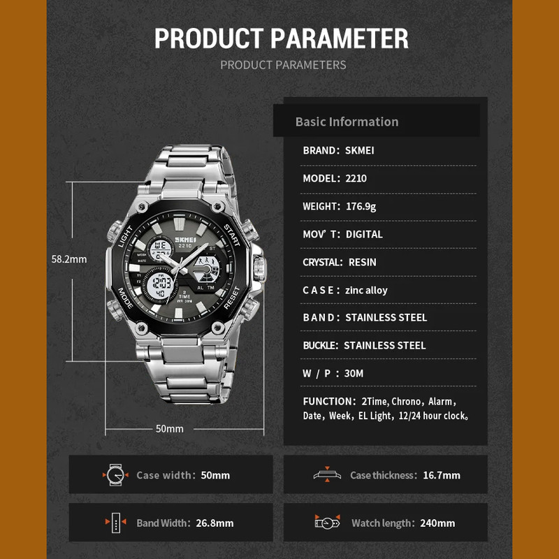 ساعت مچی عقربهای مردانه اسکمی مدل 2210 SIBK