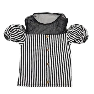 بلوز زنانه مدل یقه تور آستین پفی