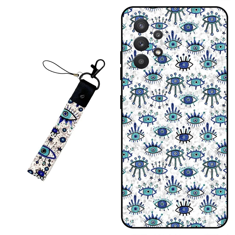 کاور مگافون طرح چشم نظر مدل 6464 مناسب برای گوشی موبایل سامسونگ Galaxy A32 4G به همراه بند آویز