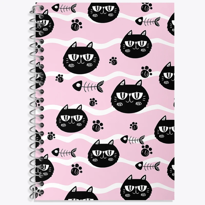 دفتر زبان 50 برگ خندالو مدل سه خط طرح گربه (Cat) کد N259