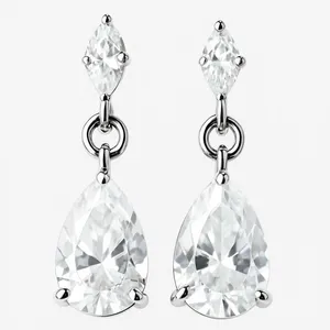 گوشواره میخی نقره زنانه آی ام مدل اشکی ریز