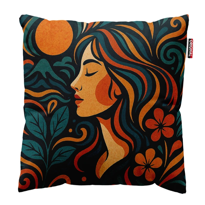 کوسن پاد آفرین مدل پرتره طرح زن کد PK402803 سایز 40*40 سانتی متر