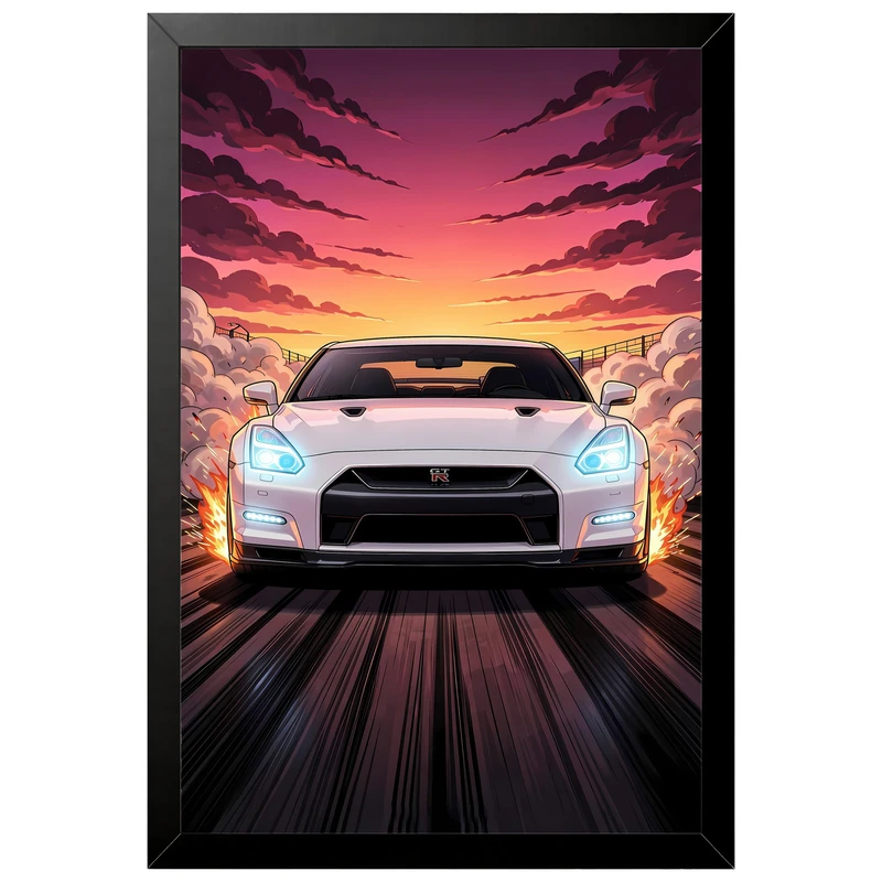 تابلو بکلیت طرح ماشین و خودرو نیسان NISSAN GT-R R35 مدل B-pe130168 فریم مشکی
