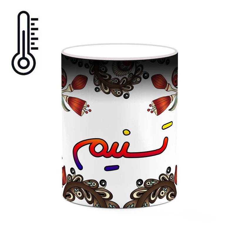 ماگ حرارتی کاکتی مدل اسم تسنیم طرح سنتی گل و بته کد mgh44562
