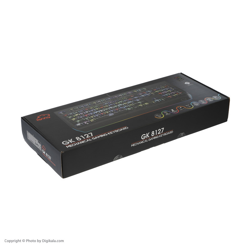 کیبورد مخصوص بازی تسکو مدل GK 8127، سوییچ مکانیکال قهوه ای، Full-Size، نورپردازی RGB