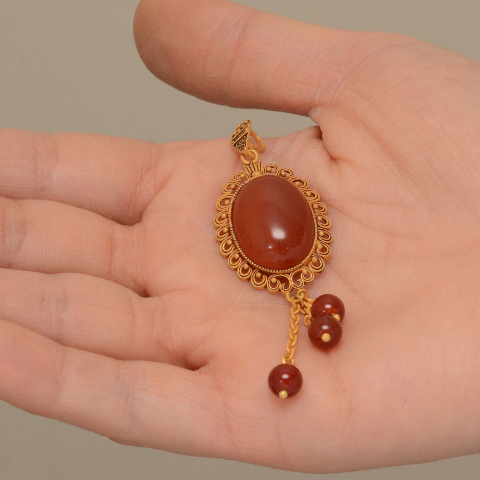 آویز گردنبند طلا 18 عیار زنانه طلای مستجابی مدل عقیق کد 110 -  - 3