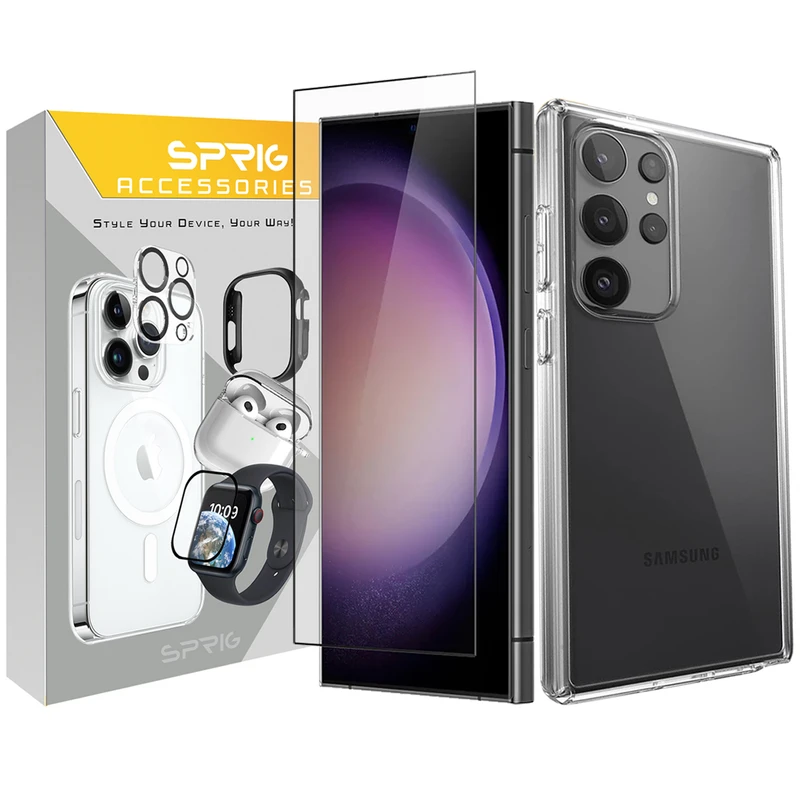 کاور اسپریگ مدل Clear TRS مناسب برای گوشی موبایل سامسونگ Galaxy S25 ultra 5G به همراه محافظ صفحه نمایش گوشی