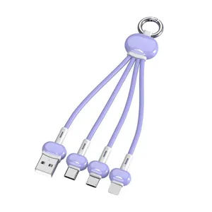 کابل تبدیل USB به لایتنینگ / MicroUSB / USB -C مدل فانتزی کد BE1040 طول 0.2 متر