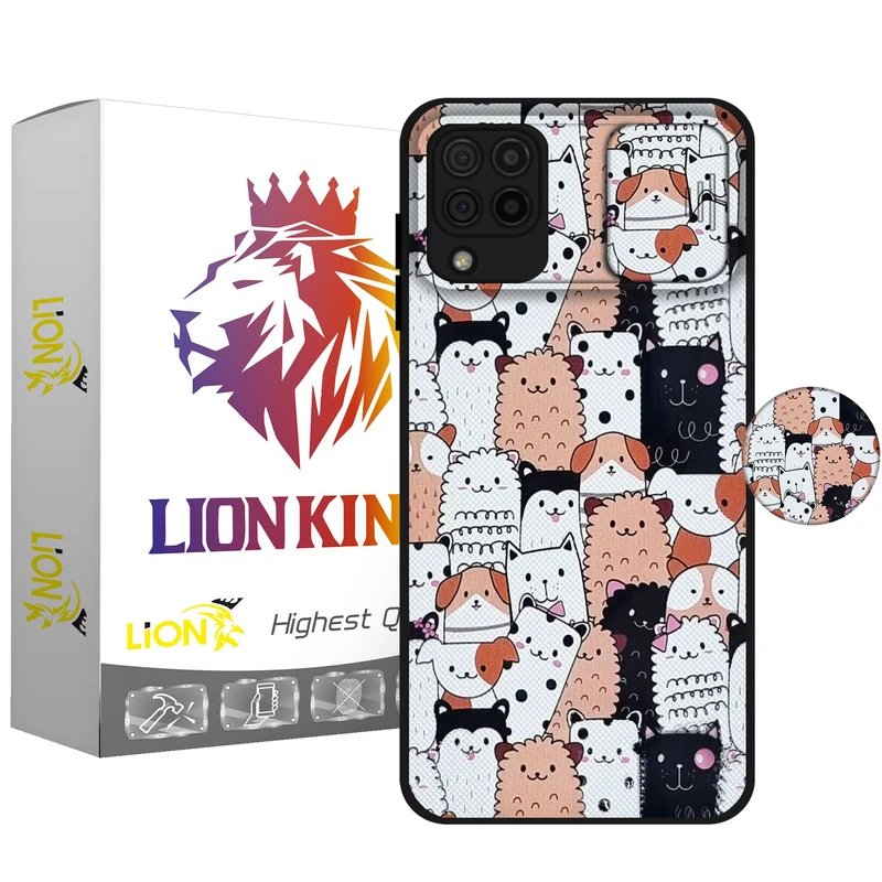 کاور لاین کینگ مدل Dagspet J2 مناسب برای گوشی موبایل سامسونگ Galaxy A22 4G به همراه پایه نگهدارنده