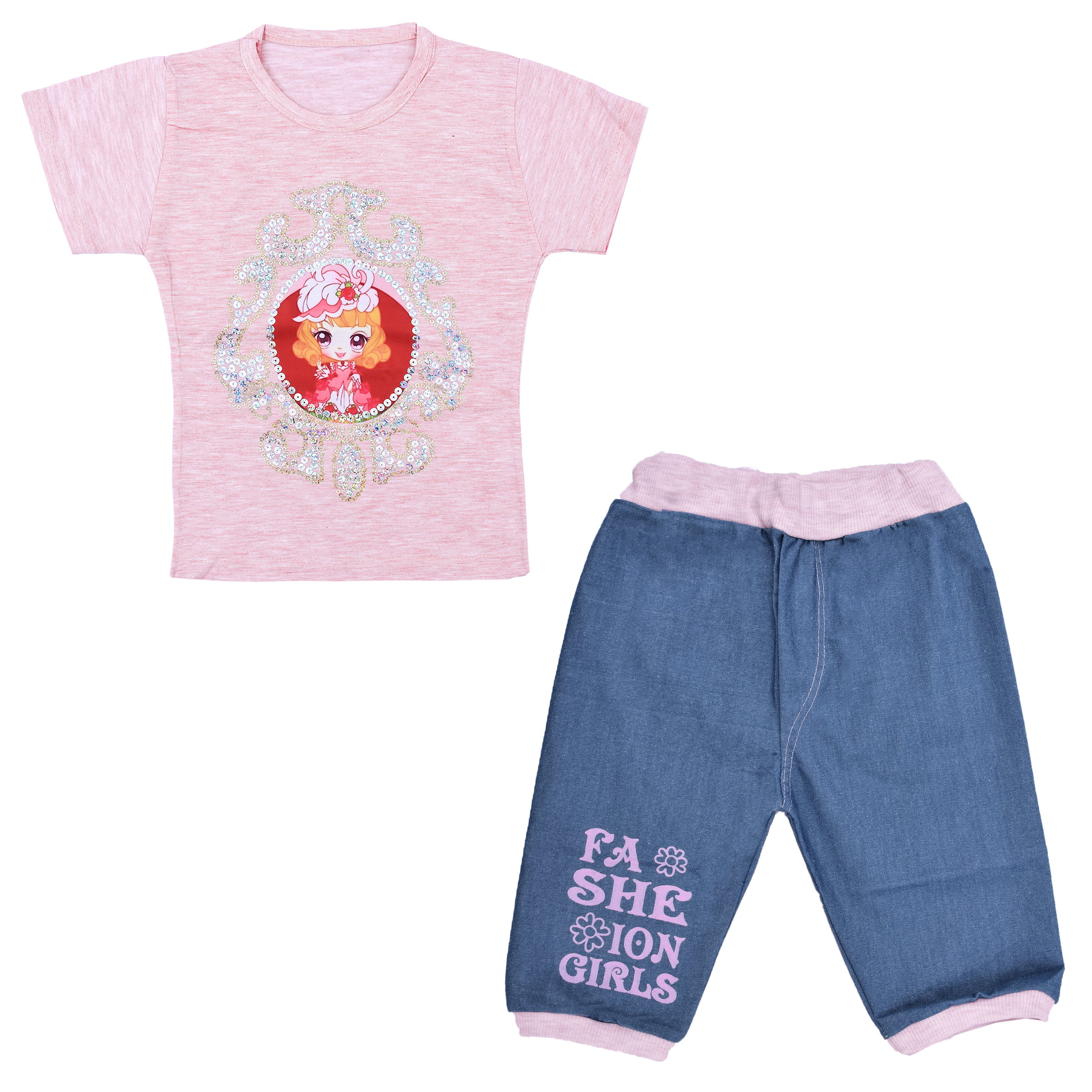 ست تی شرت و شلوارک نوزادی دخترانه کد 2022SAB