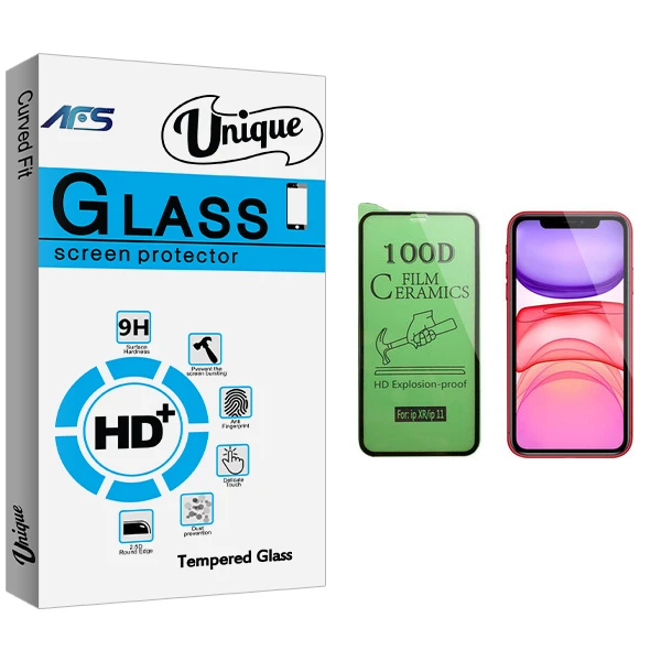 محافظ صفحه نمایش سرامیکی ای اف اس مدل Unique Glass مناسب برای گوشی موبایل اپل iPhone 11