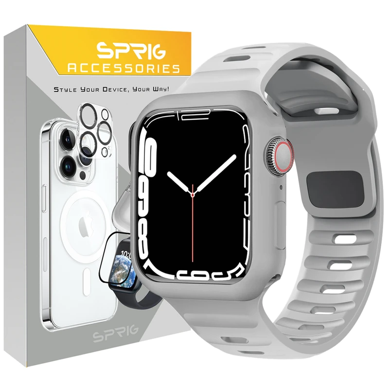 بند اسپریگ مدل Spig Protection مناسب برای اپل واچ سری 4/5/6/Se سایز 44 میلی متری به همراه کاور