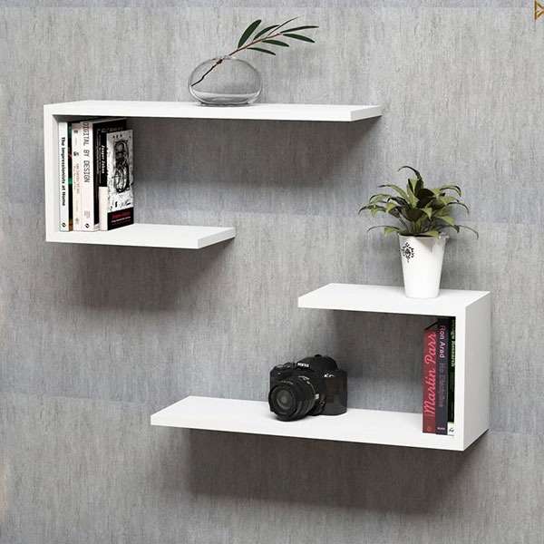 شلف دیواری فلفور کابینت مدل alfa مجموعه 2 عددی