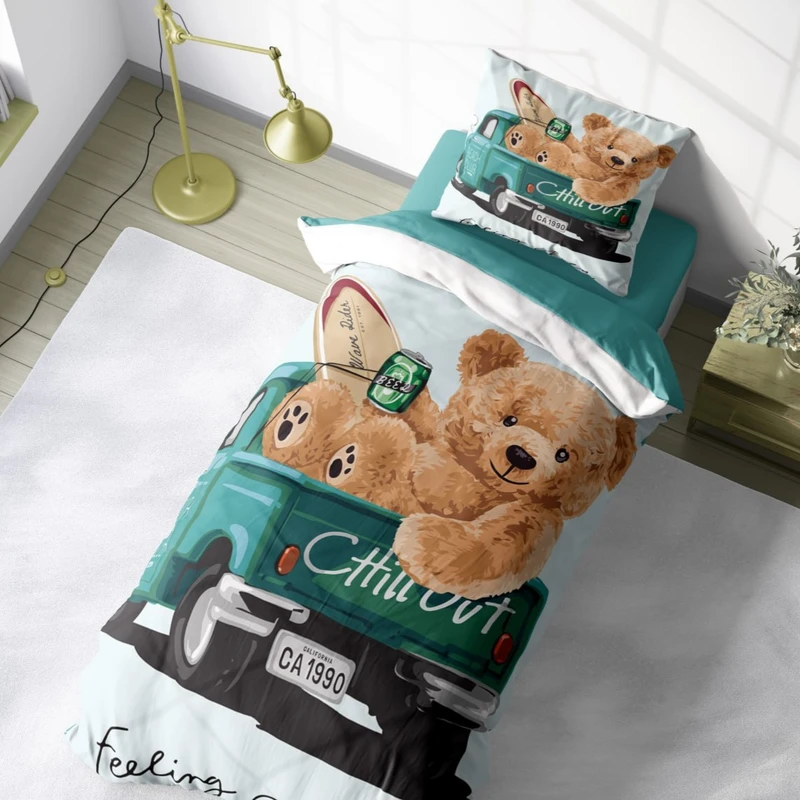 سرویس خواب مدل پسرانه کد 302 یک نفره 4 تکه