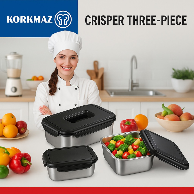 ظرف نگهدارنده کرکماز مدل Crisper مجموعه 3 عددی ظرف نگهدارنده کرکماز مدل Crisper مجموعه 3 عددی