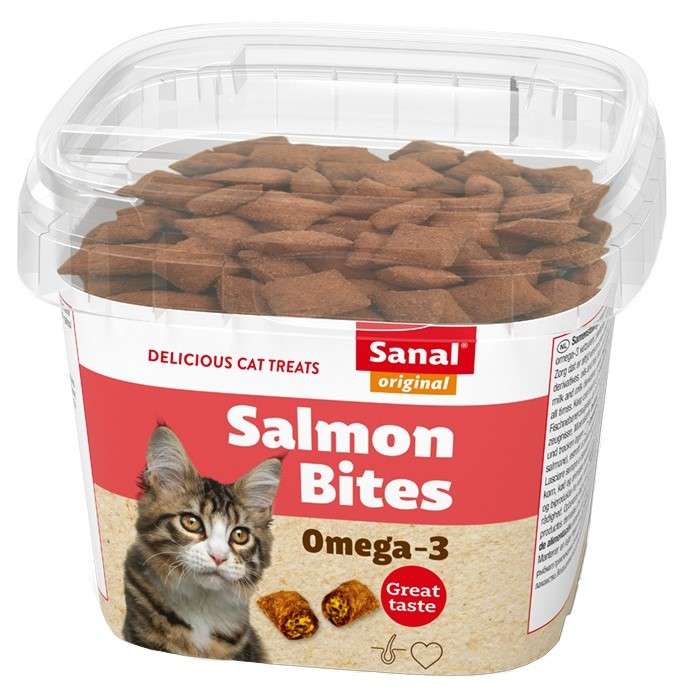 تشویقی گربه سانال مدل ماهی سالمون Salmon Bites وزن 75 گرم