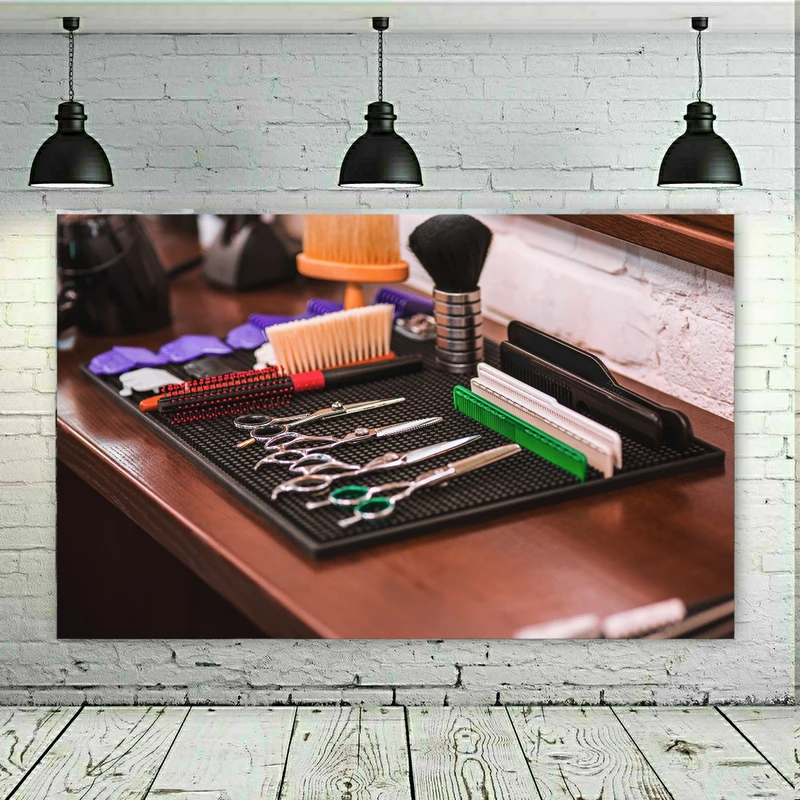 تابلو بوم طرح آرایشگاه مردانه مدل لوازم اصلاح کد BM106