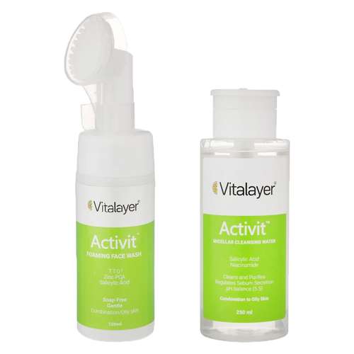 فوم شست‌وشوی صورت ویتالیر مدل Activit حجم 150 میلی‌لیتر، به همراه تونر مدل اکتی ویت حجم 250 میلی‌لیتر