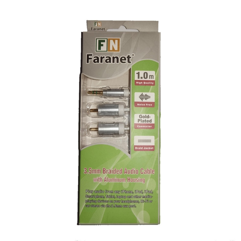 کابل تبدیل 1 به 2 جک 3.5 میلی متری به RCA فرانت مدل FRN-S1-2-630 طول 1 متر