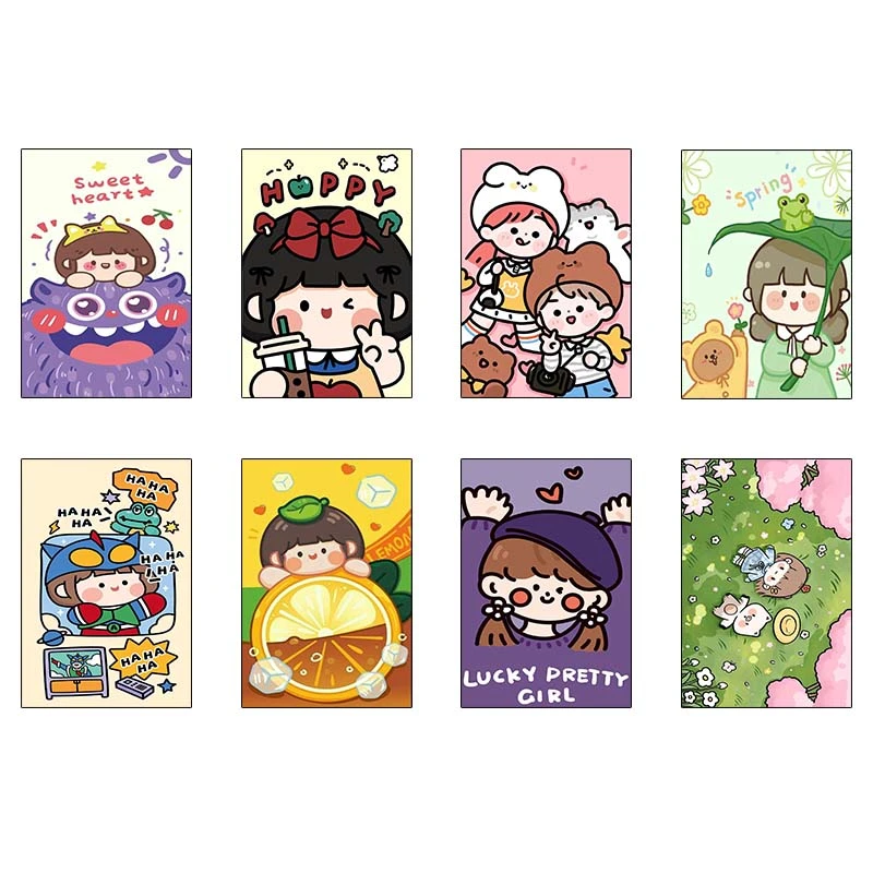 پوستر کارنيکا طرح دختر خندون Smiling Girl کد 47535 مجموعه 8 عددی