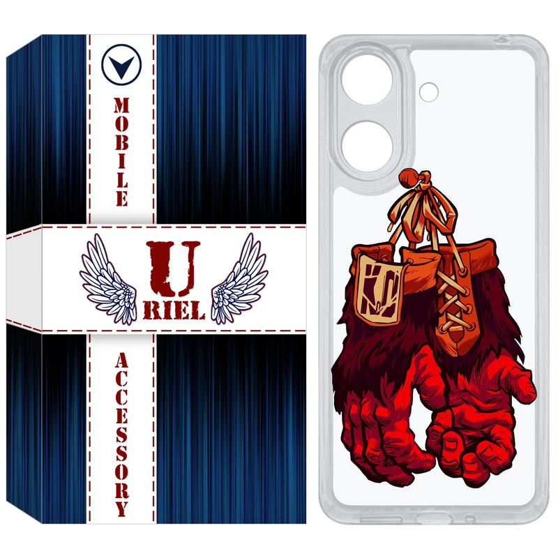 کاور یوریل مدل Clear کد 77 طرح دستکش مناسب برای گوشی موبایل شیائومی Redmi 13C / Poco C65